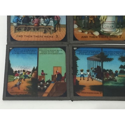 142 - Six Rare Blackamoor Glass Victorian Whimsical Lantern Slides  (6)