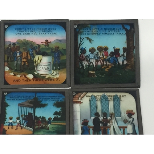 142 - Six Rare Blackamoor Glass Victorian Whimsical Lantern Slides  (6)