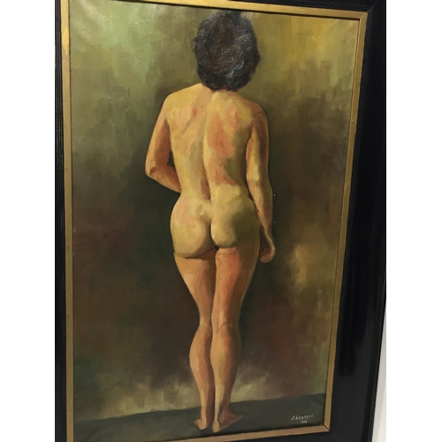 72 - Mid Century Oil On Canvas Of Naked Lady 104 x 73 cms