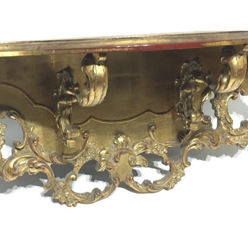 45 - Gold Carved Wood Shelf 74 x 26 cms