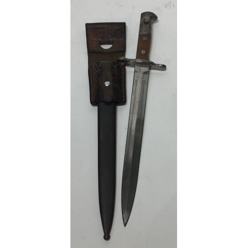 171 - Swiss Model 1918 Bayonet With Scabbard And Leather Frog.