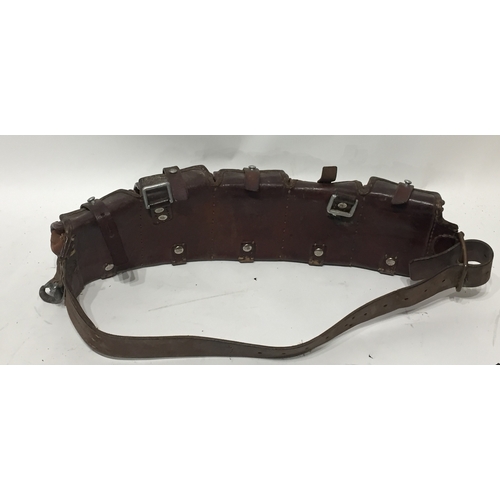 172 - WW2 Swiss Leather Bandolier Ammo Belt