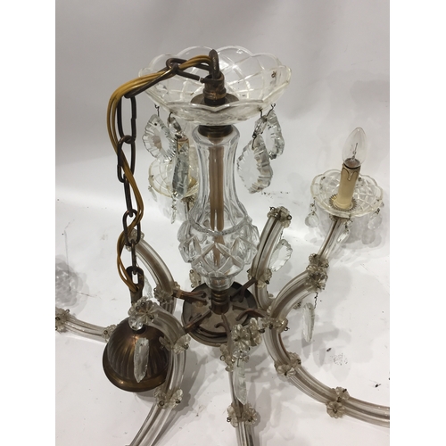 67 - 6 Branch Glass And Glass Droplet Chandelier