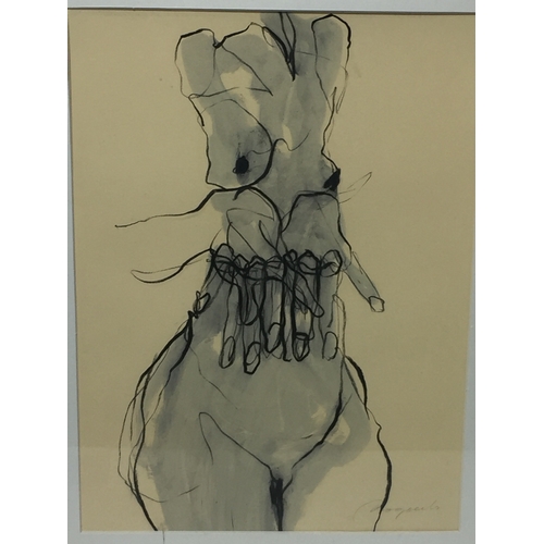 88 - Signed Slightly Macabre Sketch Of A Nude Woman 53 x 43 cms