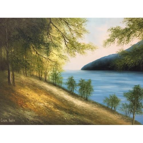 91 - Framed Oil On Canvas Painting  By Claude Buckle Scottish Loch Scene 70 x 54 cms Signed Bottom Left