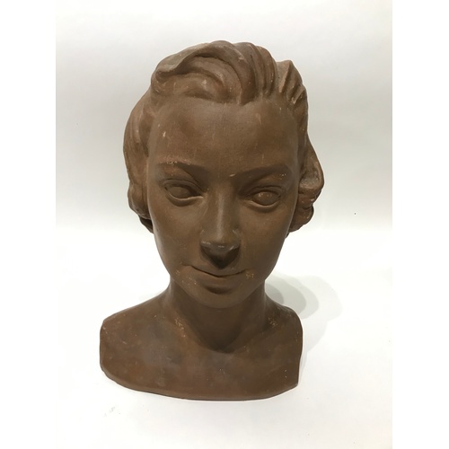 100 - Art Deco Terracotta Bust Signed To Reverse. 31 cms High