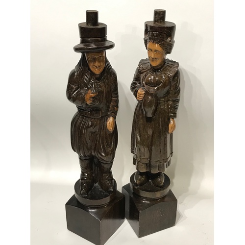 113 - Pair Of European Carved Wood Figures 54 cms High