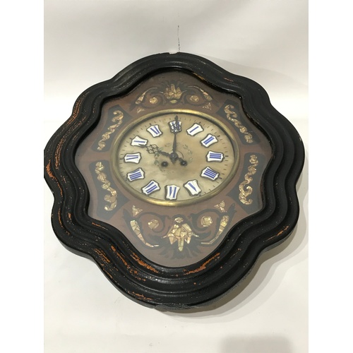 124 - Decorative French Wall Clock With Mother Of Pearl Inlay.