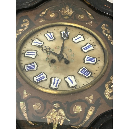 124 - Decorative French Wall Clock With Mother Of Pearl Inlay.