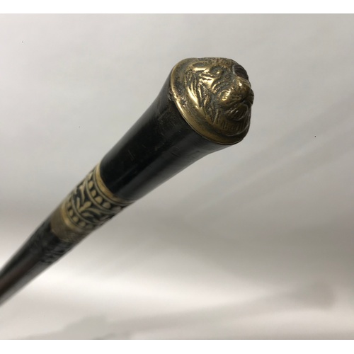 105 - Vintage Sword Stick With Lion Head Finial.