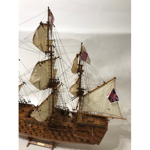 195 - Large Scale Wood Model Of HMS Victory In Full Sail . 100 x 77 cms