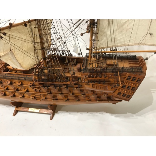 195 - Large Scale Wood Model Of HMS Victory In Full Sail . 100 x 77 cms