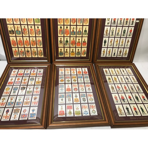 212 - 6 x Framed Military Regiment And Flag Collectable Cigarette Cards