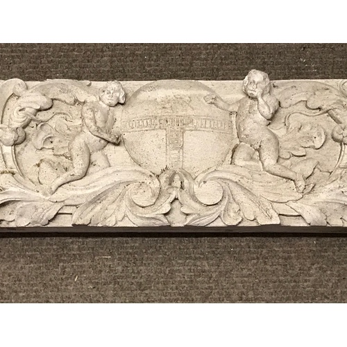 72 - Architectural Stone Plaque  With Cherub Decoration 73 cms