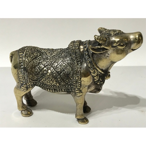 176 - Silver Plate Oriental Cow , Decorated Rug And Collar, Rubbing To Plate