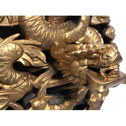 178 - Large 19th Century Japanese Imperial Dragon Hand Carved In Wood Wall Decoration. Later Paint Additio... 