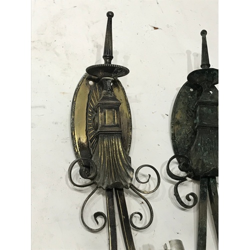 302 - Pair Of Antique Bronze Wall Lights