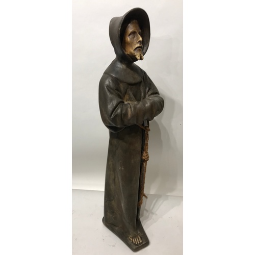 337 - Vintage Chalk  Figure Of A Monk 66 cms High