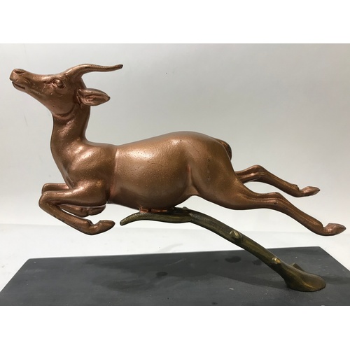 341 - Painted Art Deco Style  Metal Figure Of A Gazelle On Base 27 x 18 cms