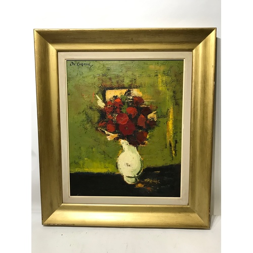 93 - Framed Oil On Canvas Still Life With Flowers. 83 x 72 cms