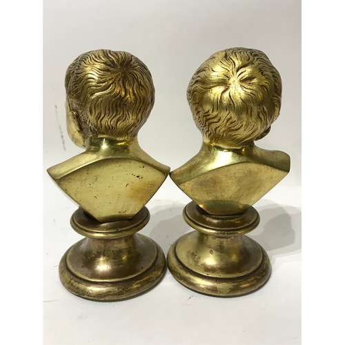 362 - Pair Of Bronze Brass Antique Baby Busts  18 cms High