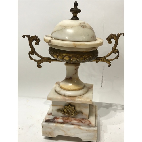 375 - Pair Of Marble Urn Garnitures. 25 cms High