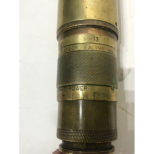 419 - 1909 Military Brass W. Ottway & Co Ealing  Telescope . 67 cms