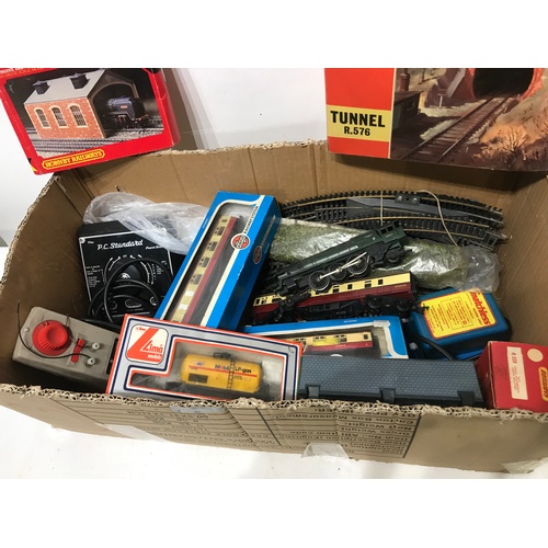 431 - Box Of Various Model Railway Items To Include, Locomotive, Boxed Carriages , Buildings , Power packs... 