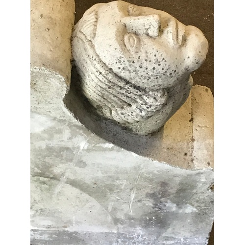 69 - Architectural Stone  Head Corbel. 58 x 37 x 19.5 cms