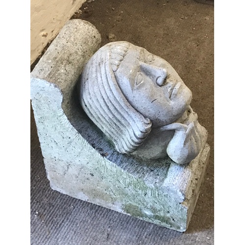 79 - Architectural Stone Head Corbel. 44 x 37 x 20 cms