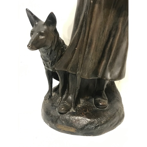 359 - Le Berger Figure Shepherd And His Dog . Stands 53 cms High