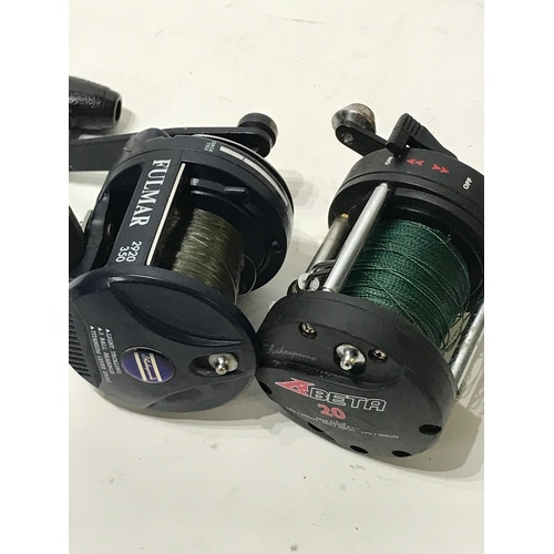 442 - 2 X Multiplier Fishing Reels. Shakespeare Fulma Along With A Shakespeare Beta 20.