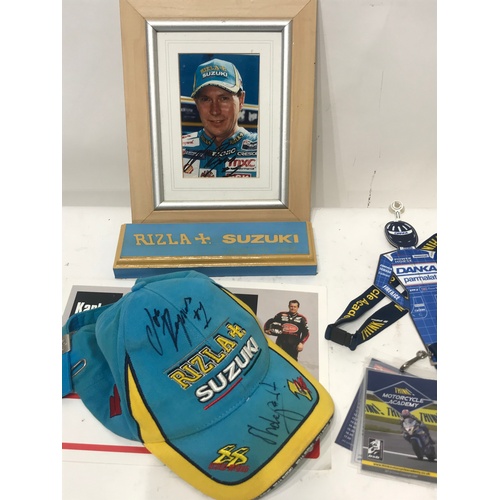 467 - British Superbike Champion John Reynolds Signed Cap Along With A Signed Photo Etc.