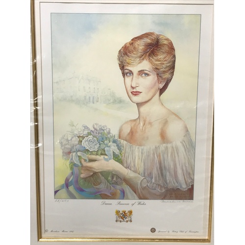 514 - Limited Edition Diana Princess Of Wales  Print Hand signed and numbered 55 / 250 1997 By 
