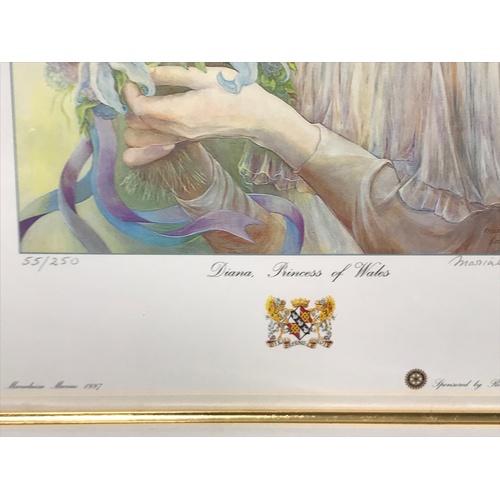 514 - Limited Edition Diana Princess Of Wales  Print Hand signed and numbered 55 / 250 1997 By 
