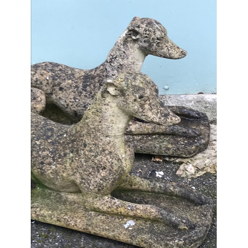 566 - Pair Of Stone Dog Greyhound Garden Ornaments