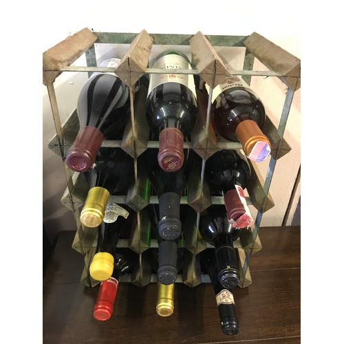 555 - 12 X Bottles Of Various Wine Along With Rack