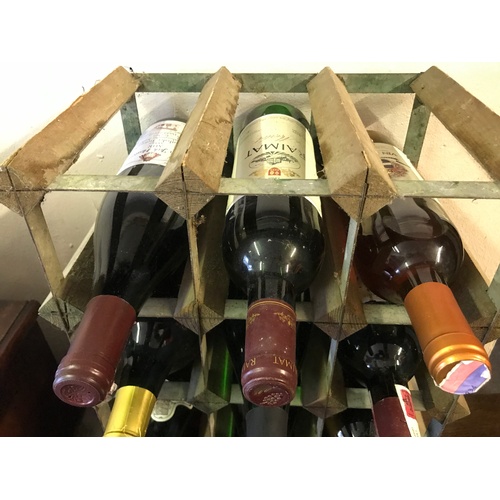 555 - 12 X Bottles Of Various Wine Along With Rack