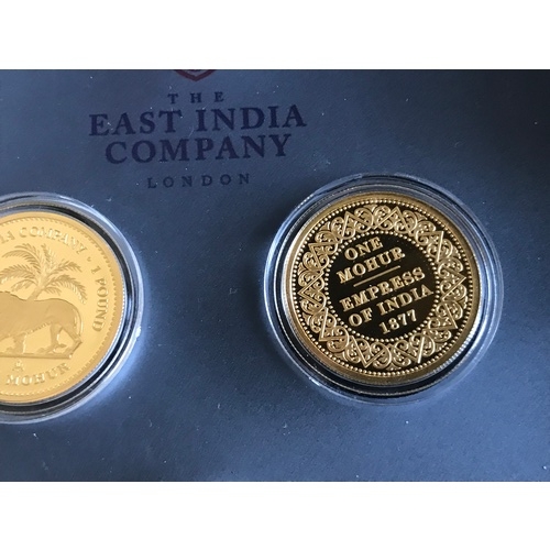 172a - Rare Limited Edition East India Company 2 X One Mohur Gold Coin Set In Presentation Case Limited Num... 