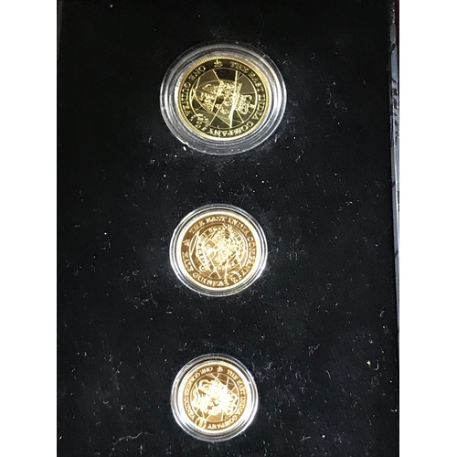 172b - Rare East India Company 2016 Commemorative Guinea Collection Of 3 Coins Full Half And Quarter In Pre... 