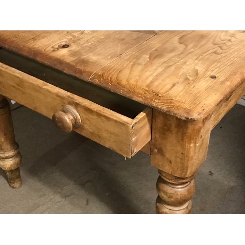 1 - Vintage Pine table With End Drawer 120 x 89 x 76 cms