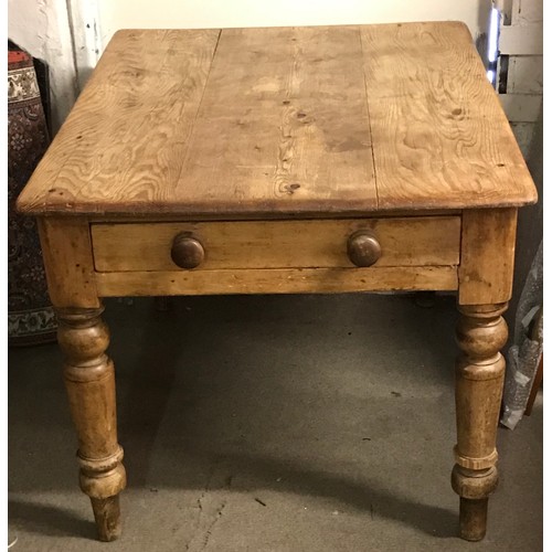 1 - Vintage Pine table With End Drawer 120 x 89 x 76 cms