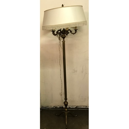 50 - Vintage Brass Decorated Continental  Floor Standing Lamp.177 cms High