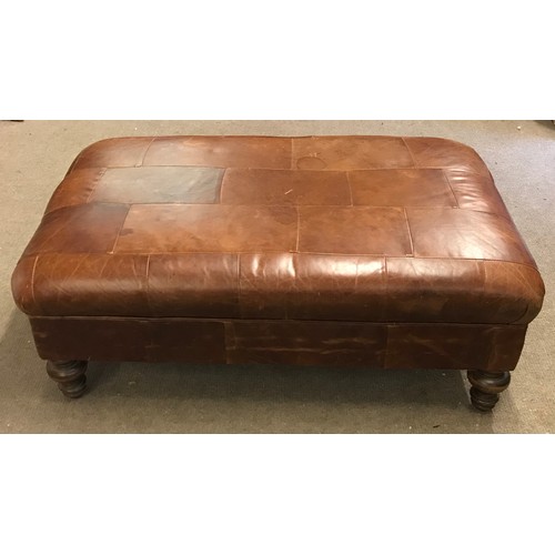 24 - Vintage Leather Footstool Low Table.117 x 73 x 45 cms