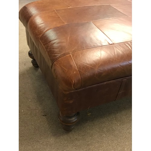 24 - Vintage Leather Footstool Low Table.117 x 73 x 45 cms