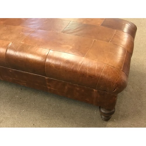 24 - Vintage Leather Footstool Low Table.117 x 73 x 45 cms