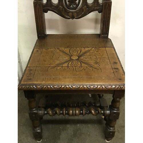 45 - Carved Wood Hall Chair