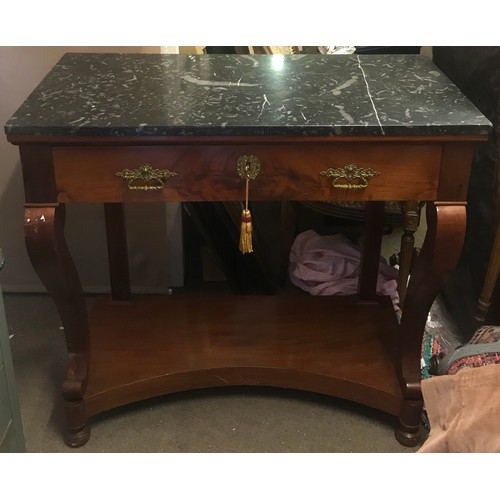 54 - French Marble Top Console Table With Drawer. 100 x 50 x 94 cms