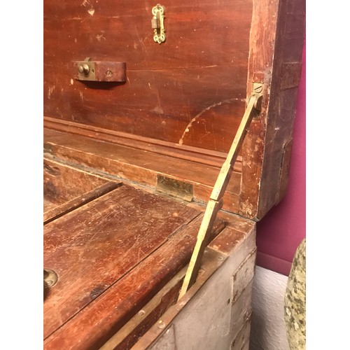 Rare 19th century Royal Navy Ships Carpenter Trunk Complete With Internal  Box And Drawers. Measurin