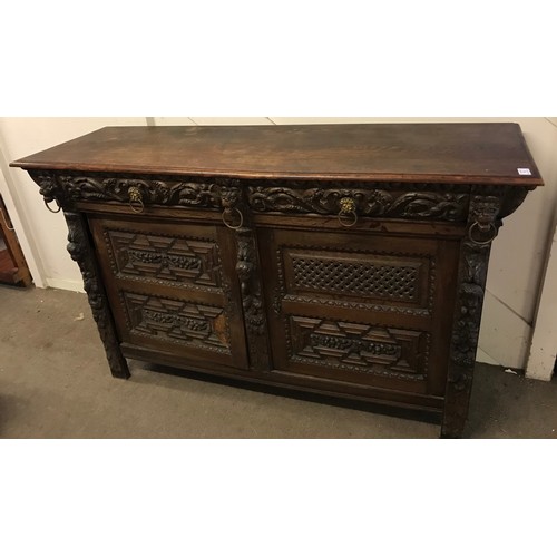 61 - Antique  French Carved Wood Buffet. 157 x 53 x 107 cms